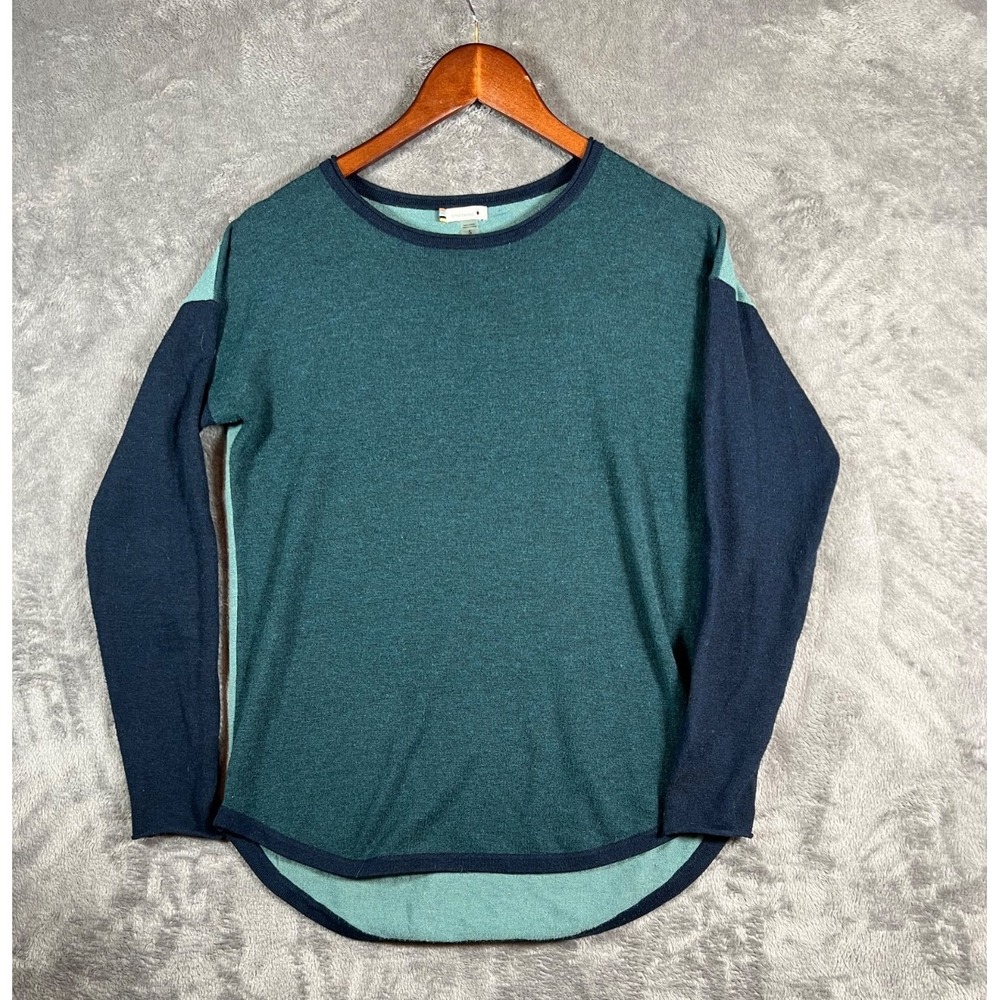 Smartwool Sweater Womens Small Green Blue Colorblock Merino Blend